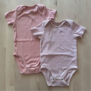 Pink Cotton Short Sleeve Bodysuits